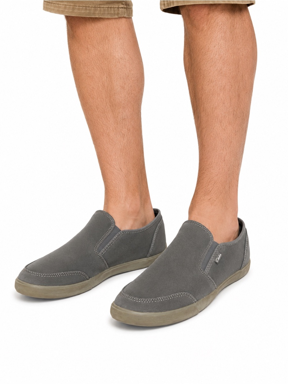 Size 8.5 Clarks Men’s Torbay Slip-On Sneakers Grey Suede Casual‎ Shoes